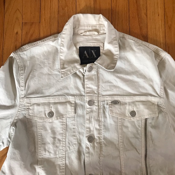 Armani Exchange Denim Jacket in Cream - Picture 3 of 13